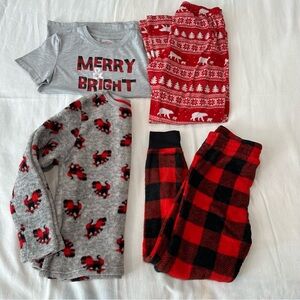 Pajamas Kids Size 8/10 Christmas Holiday Cozy Red Gingham Fairisle Warm Winter
